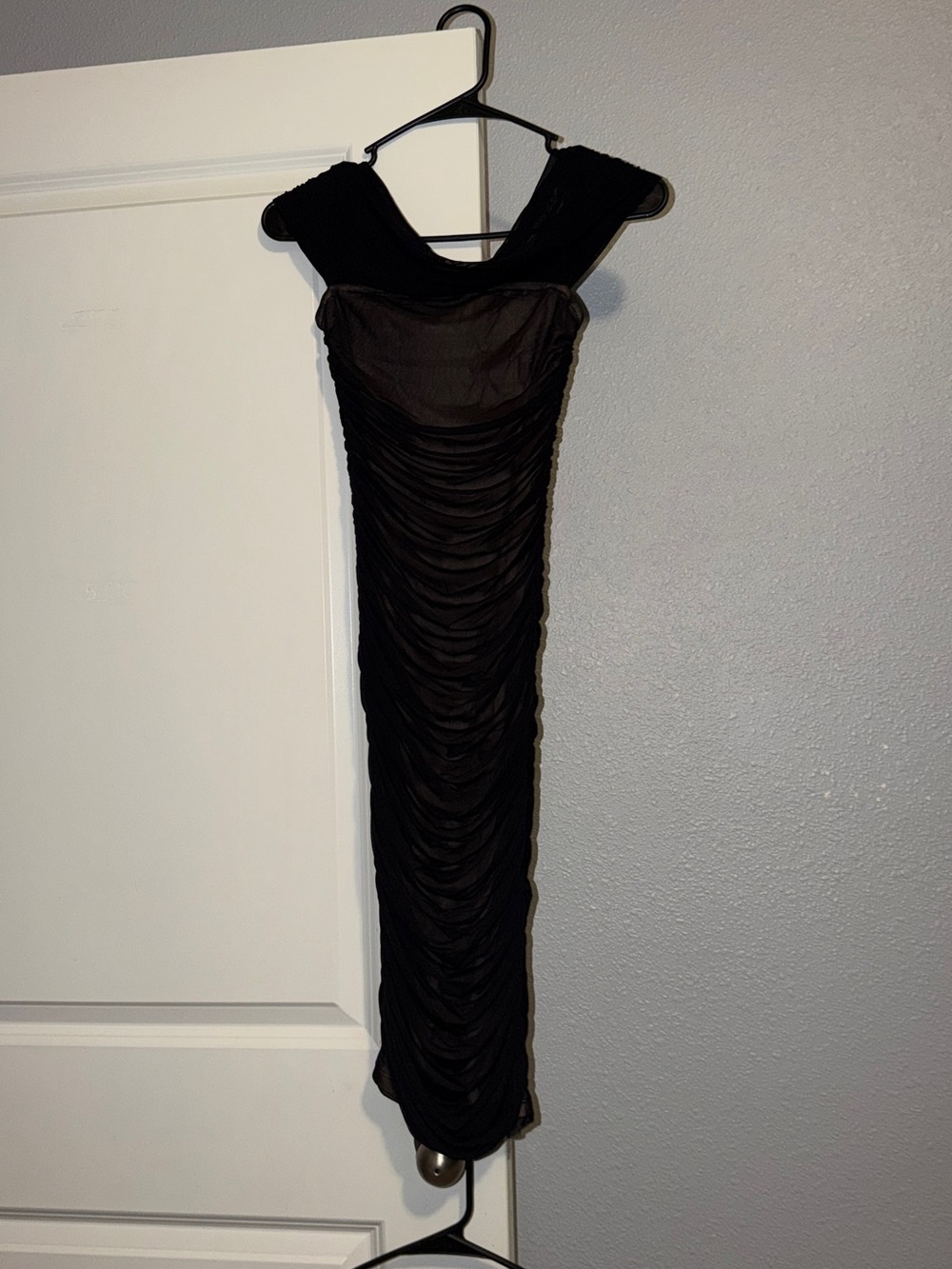 Fashion Nova Black Ruched Midi Dress